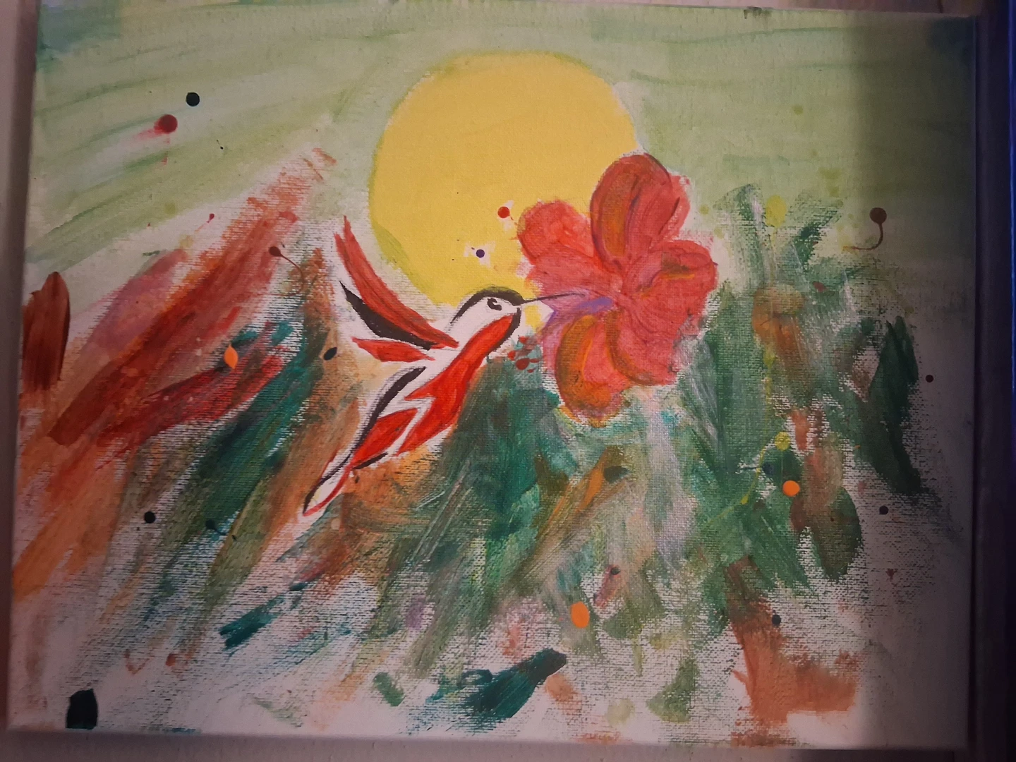 Hummingbird and Flower Painting
