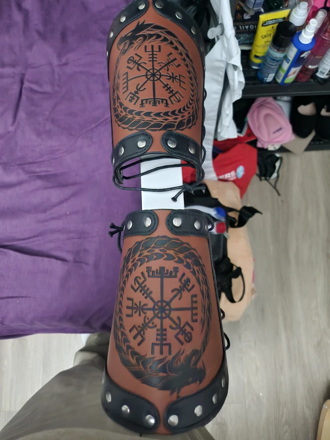 Viking Arm Bracers with Vegvisir Symbol