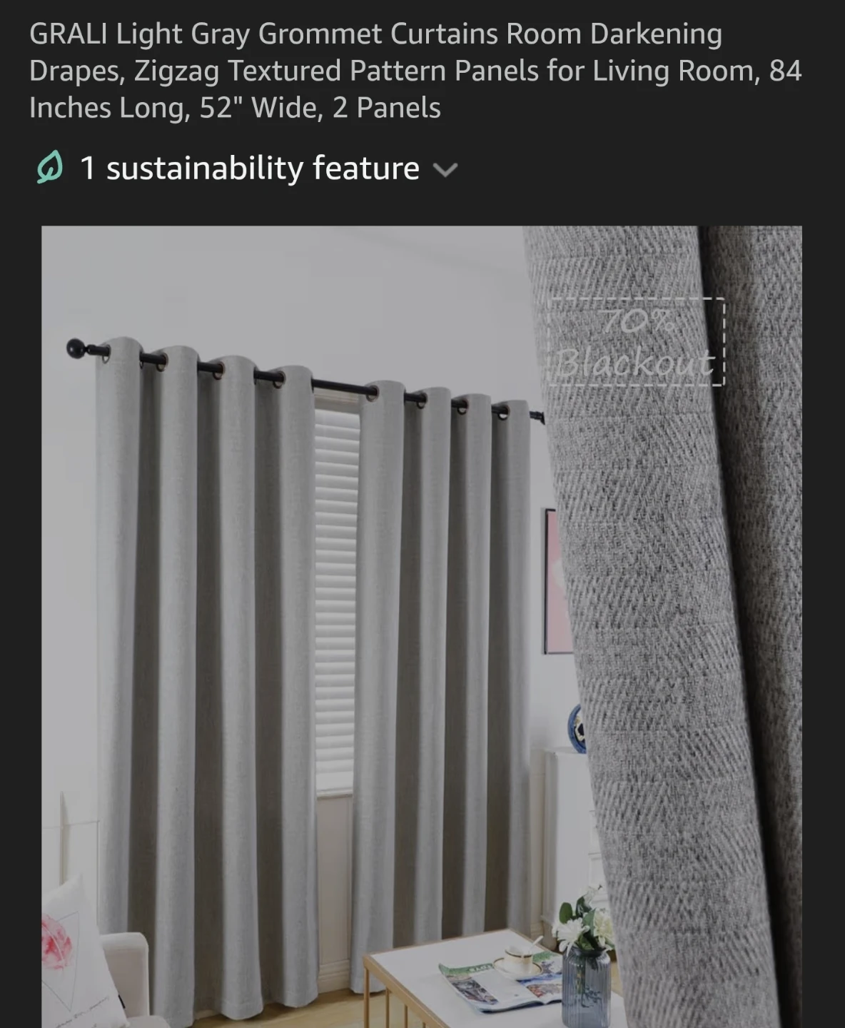 52W x 84L inch-- Light Grey Room Darkening Curtains