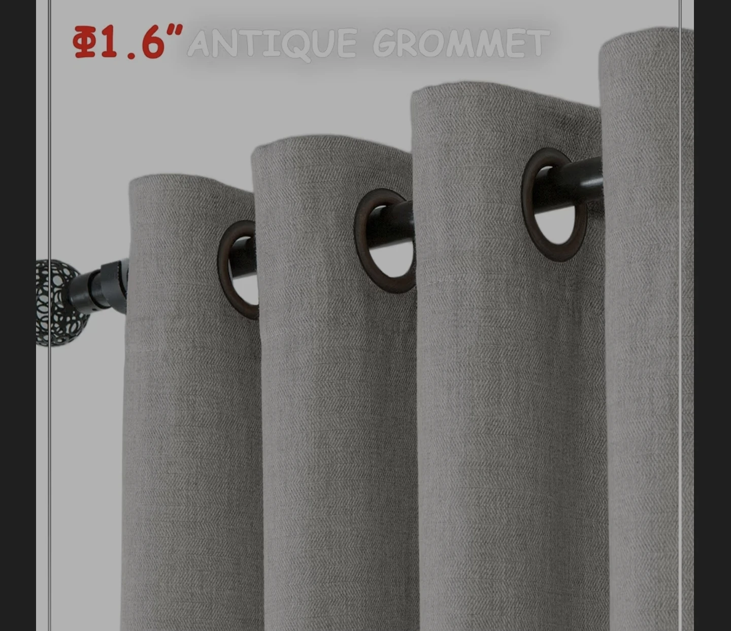 52W x 84L inch-- Light Grey Room Darkening Curtains - photo 4