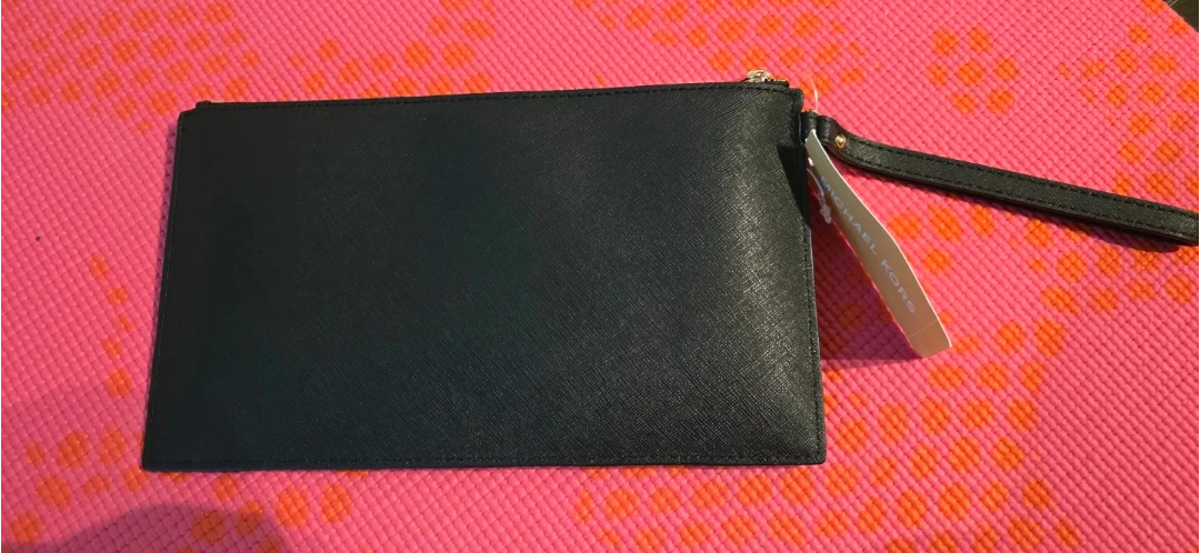 Michael Kors Black Leather Chevron Clutch Wristlet - photo 2