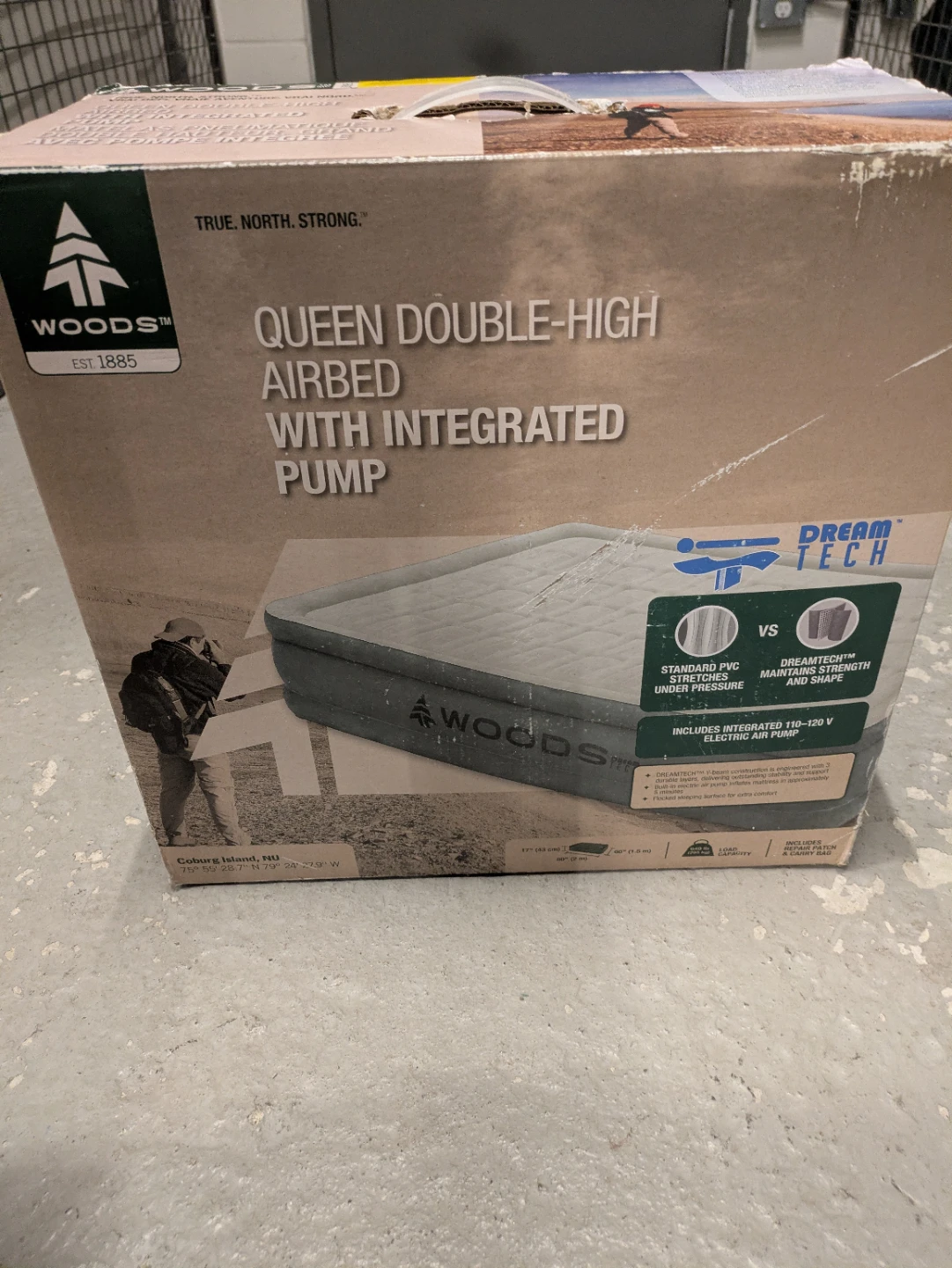 Woods Queen Double-High Airbed with Integrated Pump