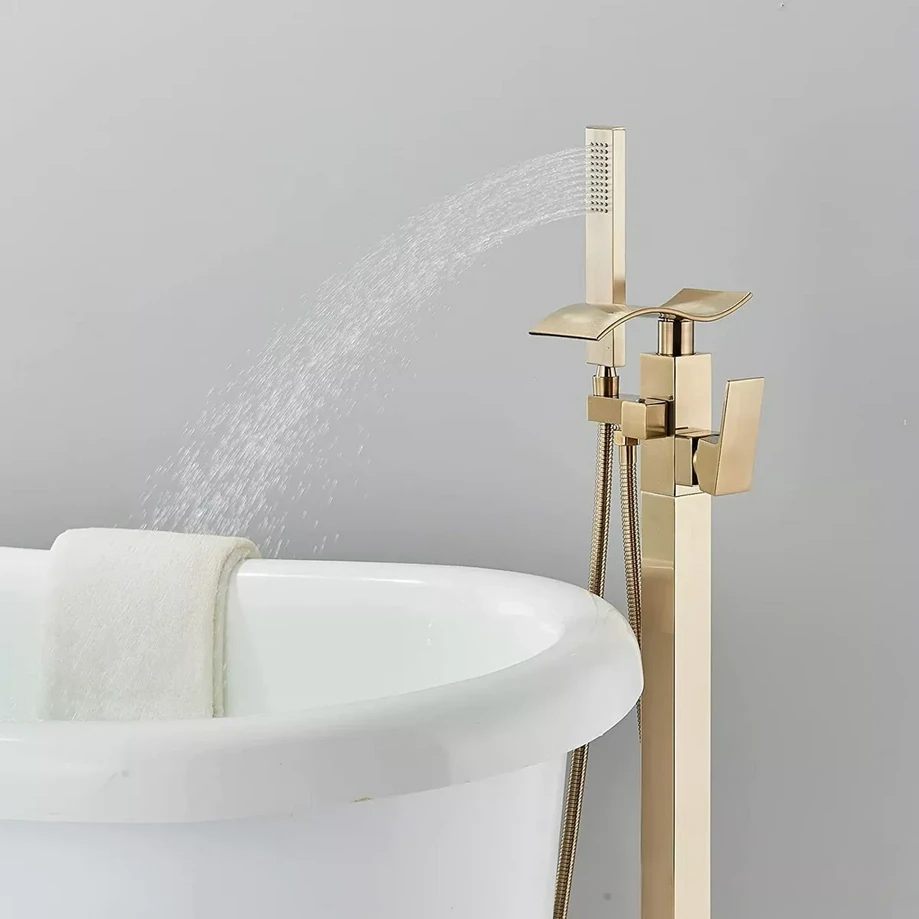 Brand New Gold Freestanding Bathtub Filler Faucet For Sale - photo 3