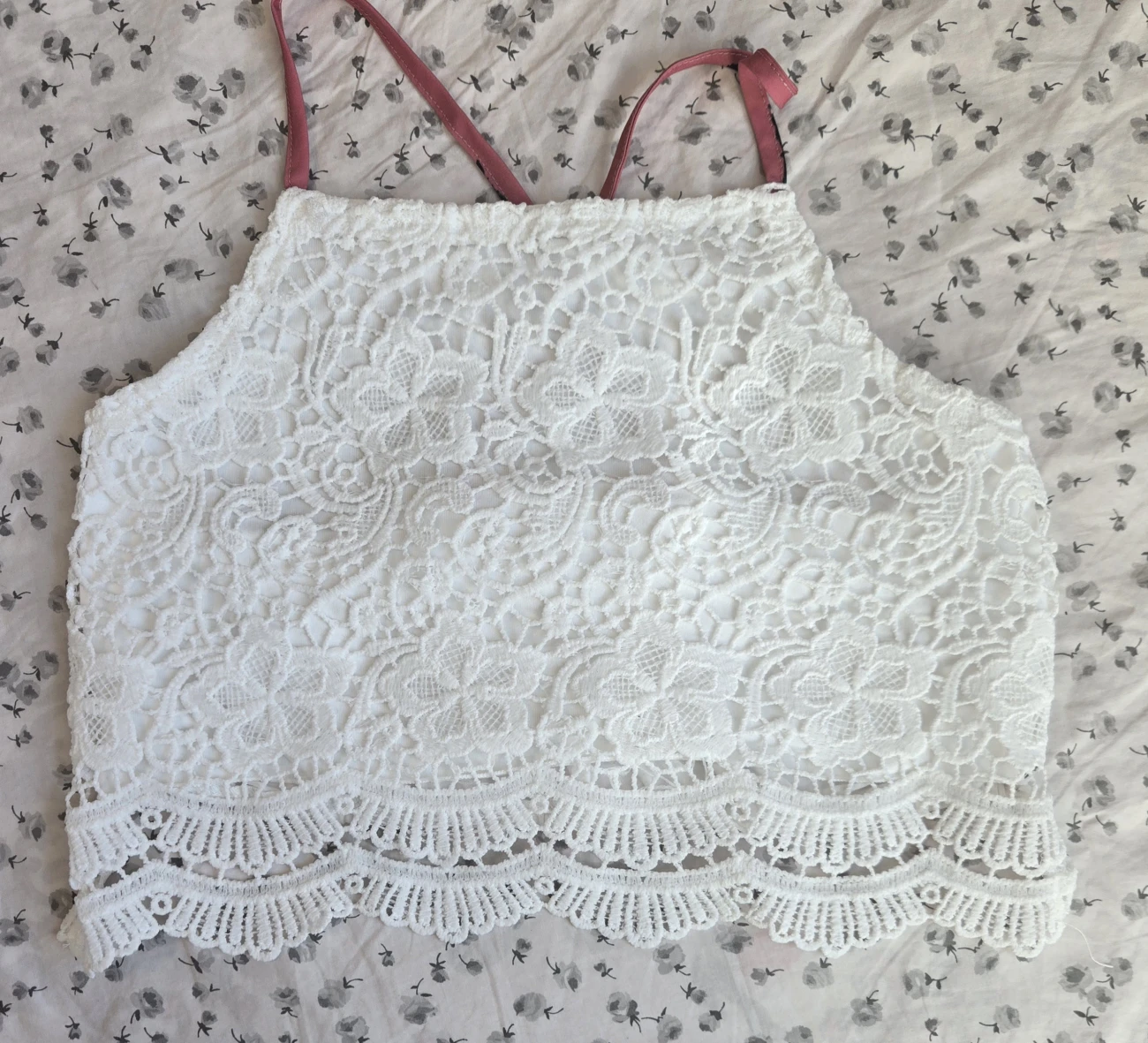 White Lace Halter Crop Top