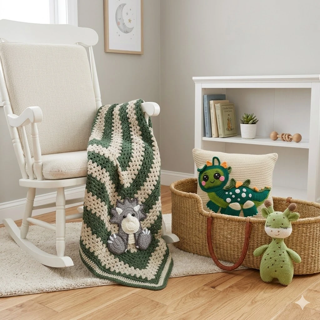 Handmade Crochet Dinosaur set