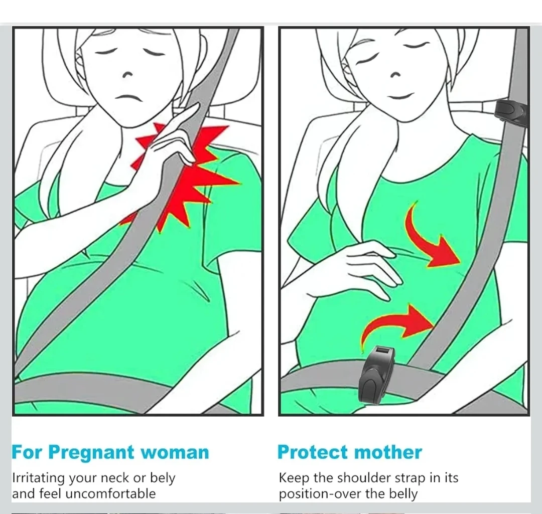 Car Seat Belt Adjuster and 2 clips