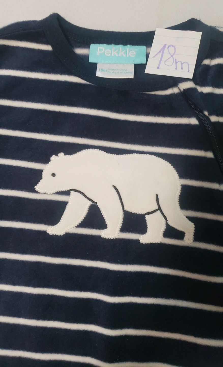 Brand new Pekkle Navy Striped Polar Bear Kids Pyyamas - photo 2