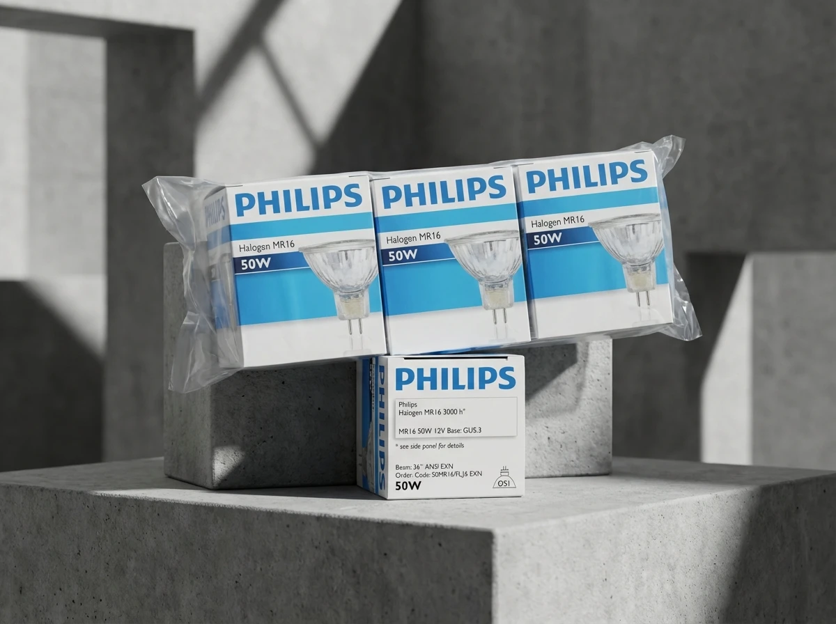 Philips Halogen MR16 50W Light Bulbs (3 Pack)