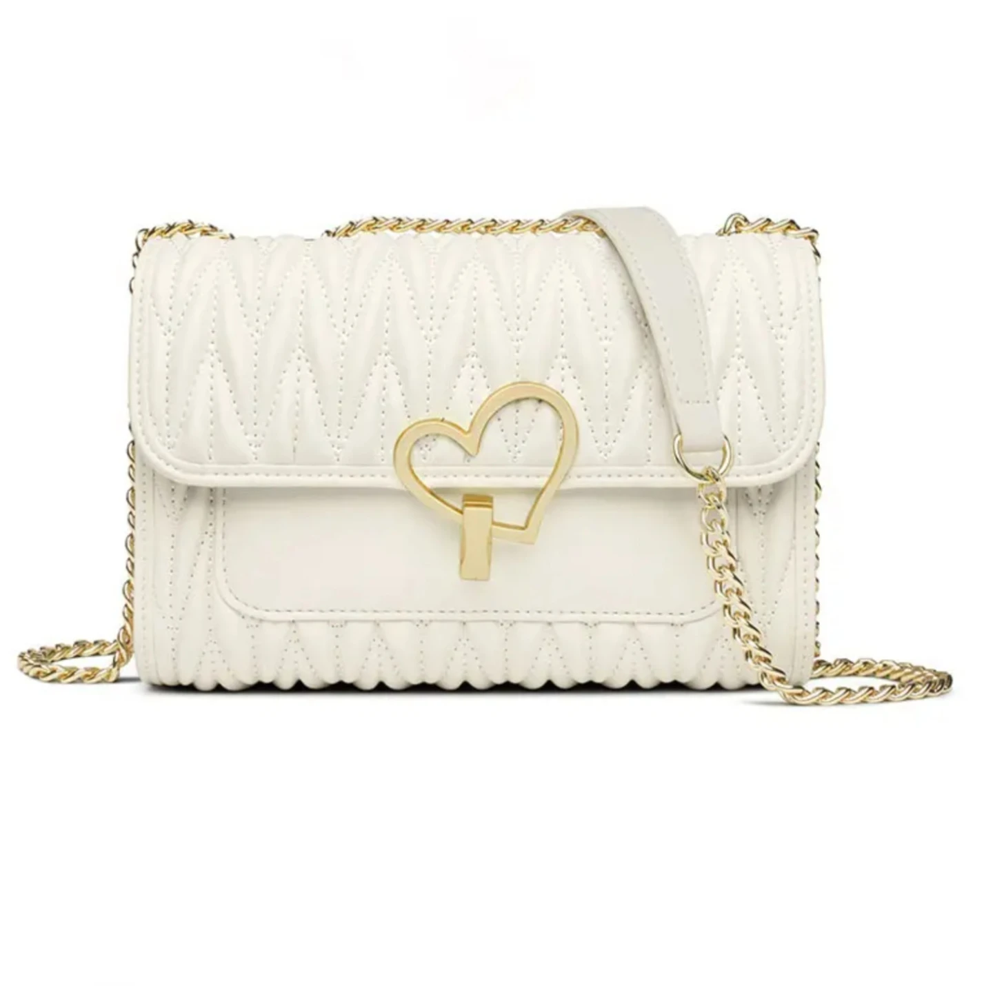 Women's Chain Bag with Heart Clasp - photo 2