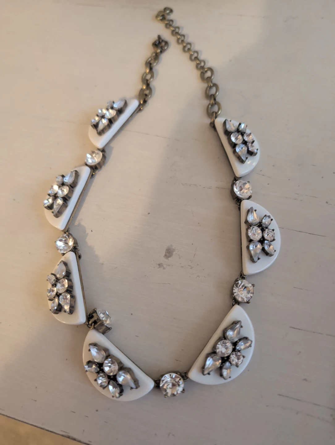 White & Crystal Statement Necklace