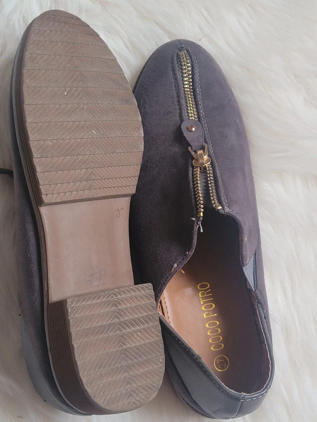 COCO POTRO Grey Suede Zip Loafers Size 37 - photo 2