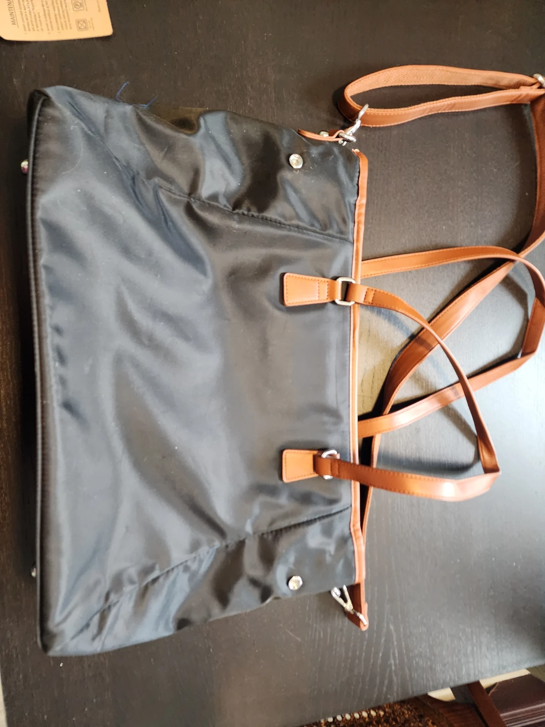 Black Tote Bag with Faux Leather Trim - photo 2