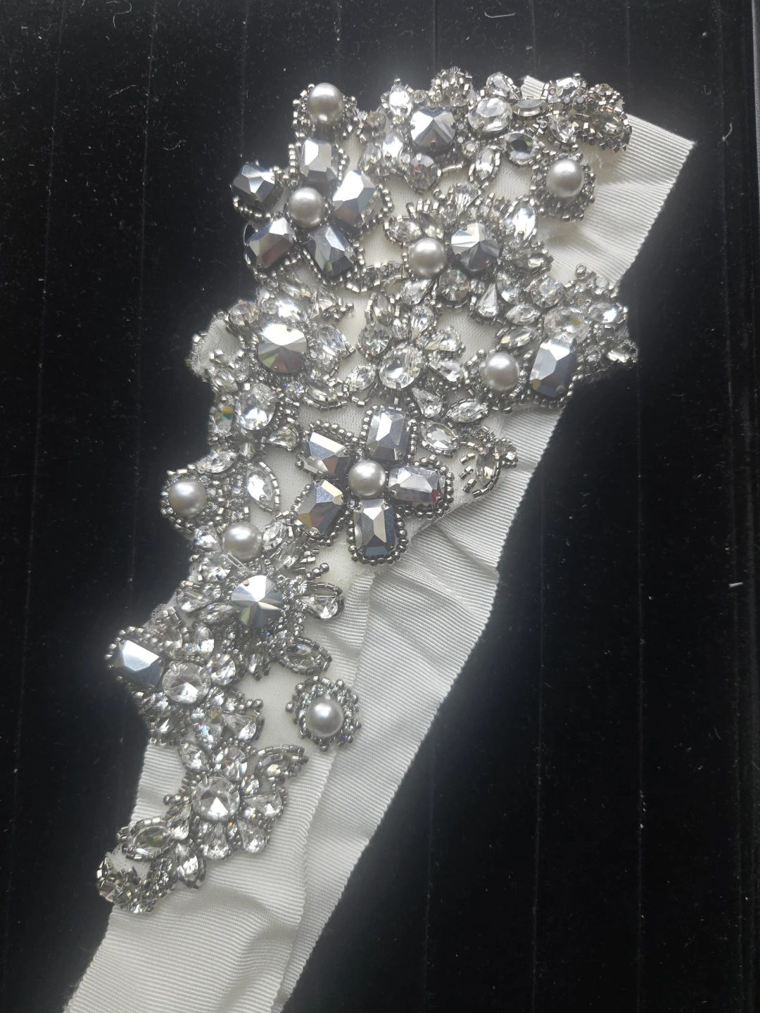 Embellished Sash with Rhinestones and Pearls