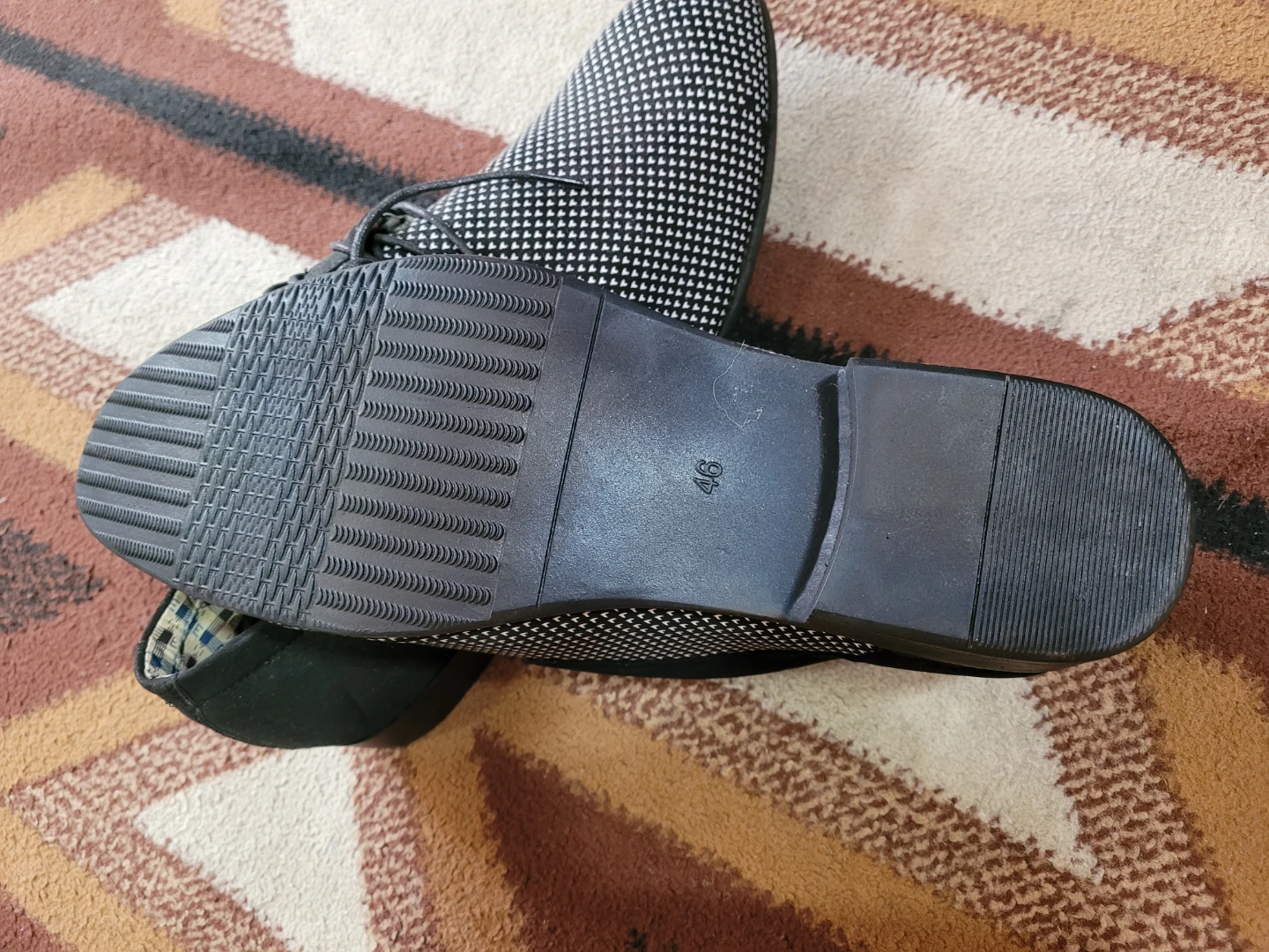 Men's Black Patterned Dress Shoes Size 46 - photo 4