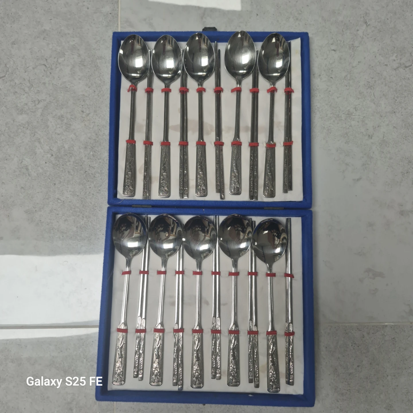 Set of 12 Stainless Steel Spoons and Chopsticks