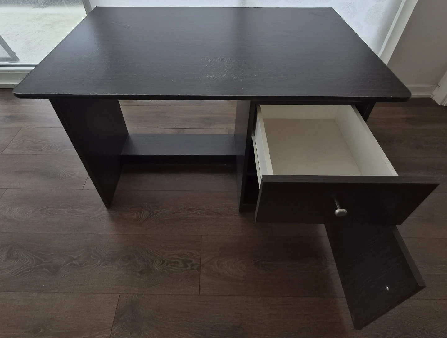 Dark Brown Desk with Drawers