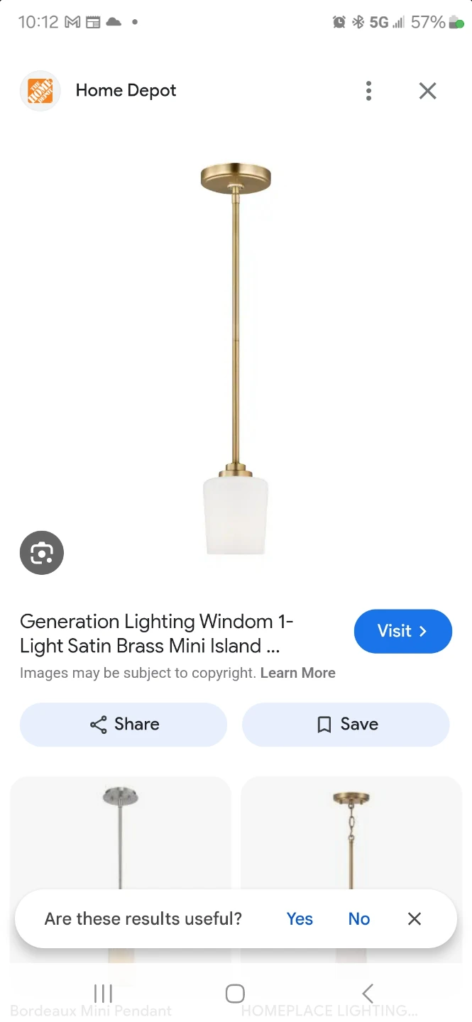 Generation Lighting Windom 1-Light Satin Brass Mini Pendant