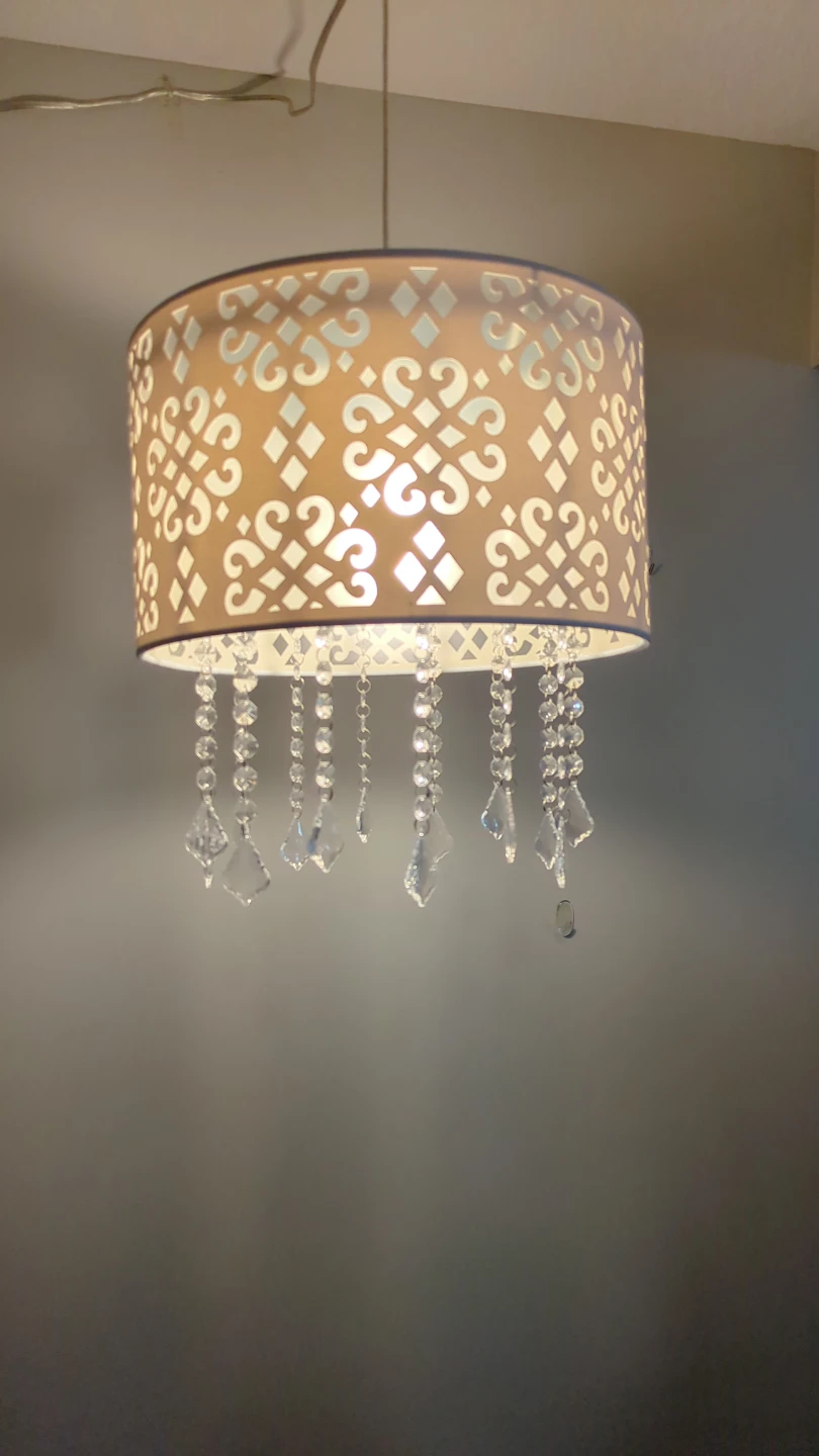 Drum Pendant Light with Crystal Beads and Cutout Pattern - photo 5