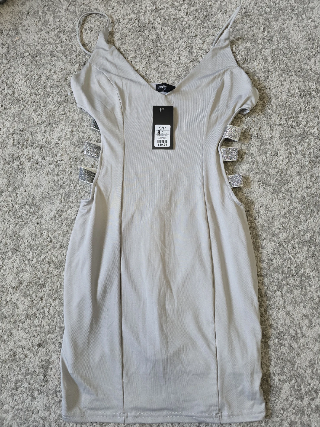 Streetwear Bodycon Dress with Glitter Cutouts