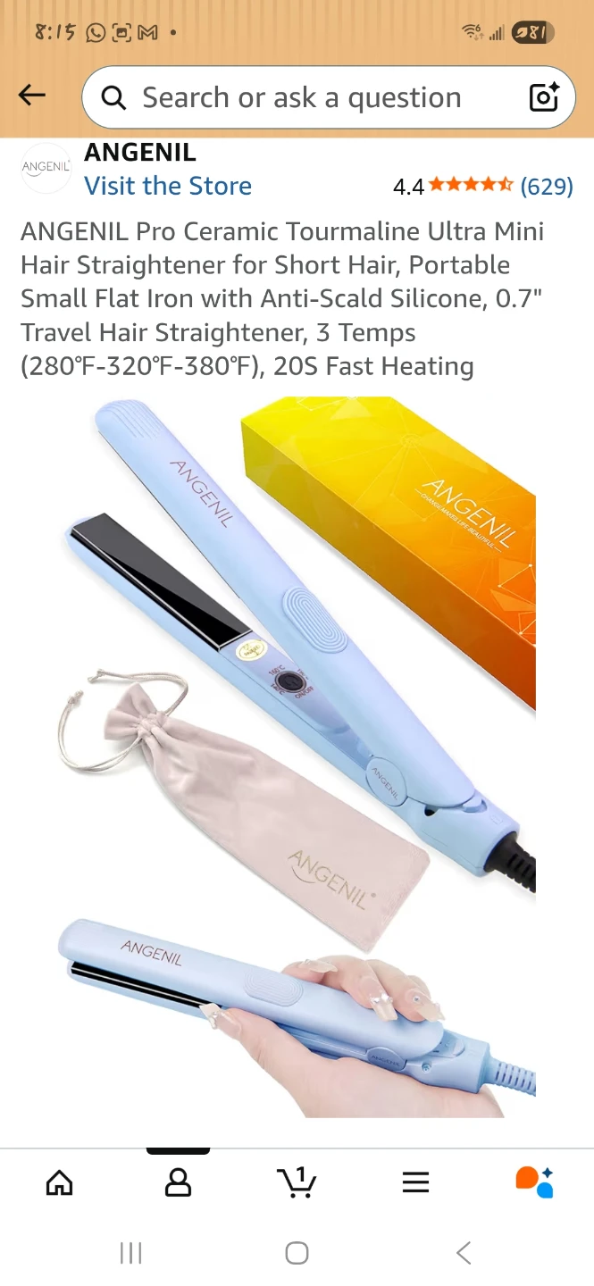 ANGENIL Pro Ceramic Tourmaline Ultra Mini Hair Straightener