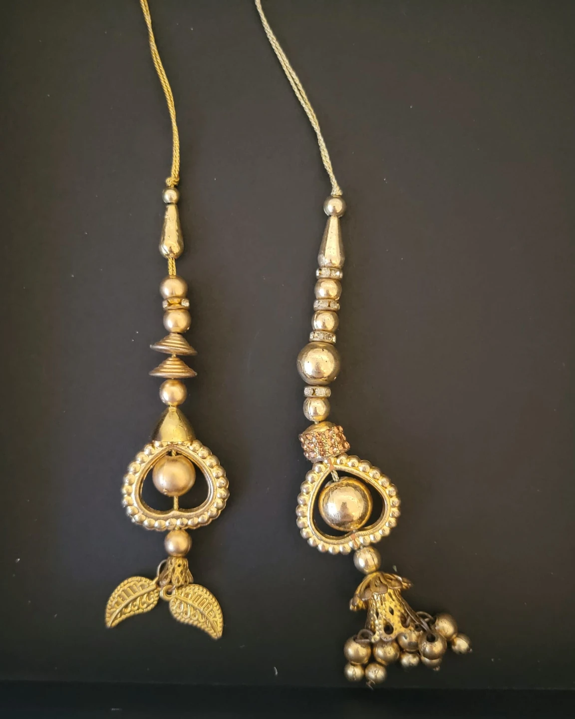 Gold-tone Decorative Tassels with Beads (Set of 2)