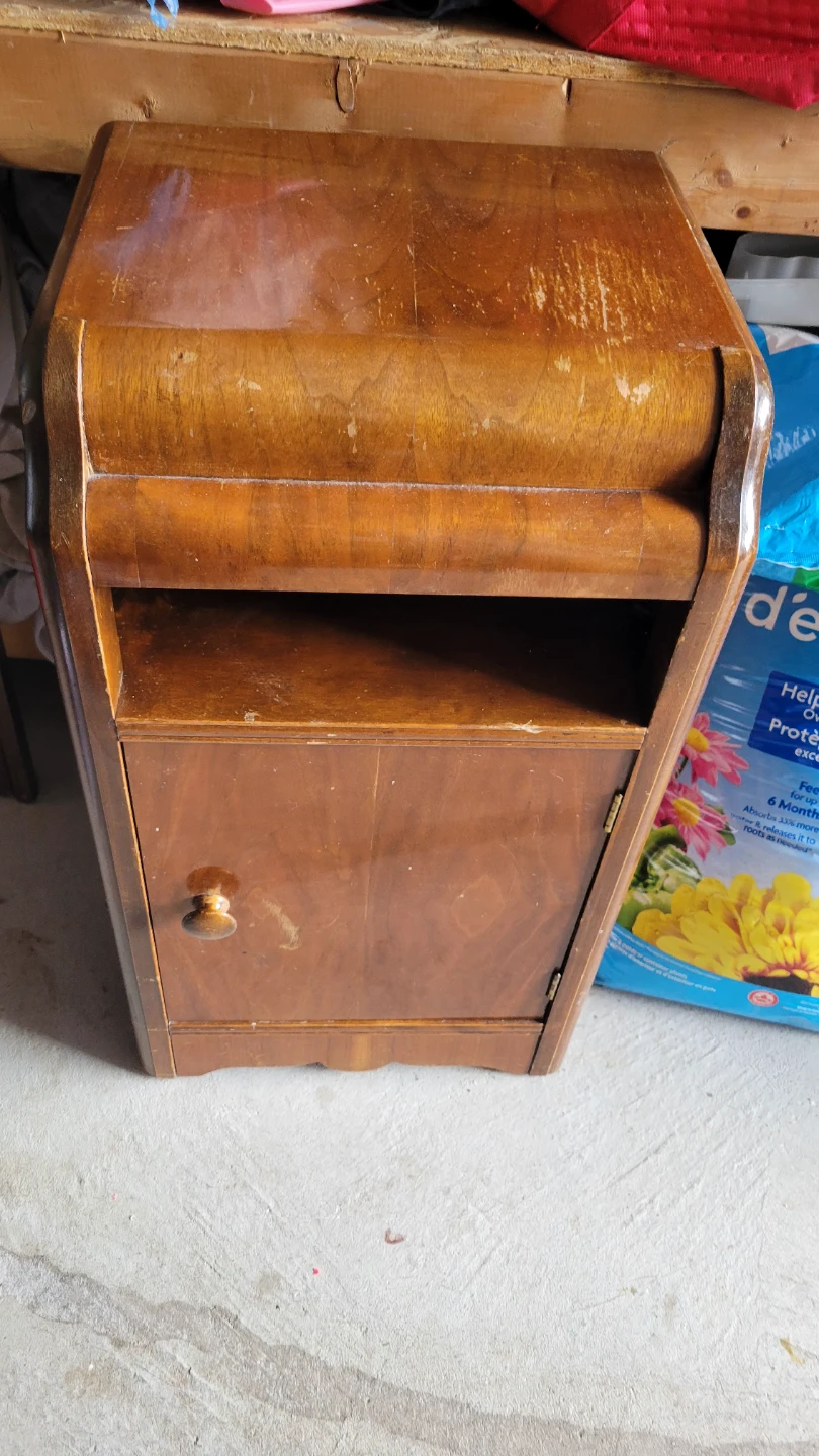 Vintage Wooden Nightstand with Cabinet