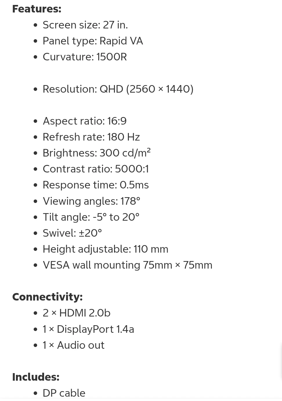 MSI MAG 27 in. QHD Curved Gaming Monitor (2560 x 1440) - photo 2