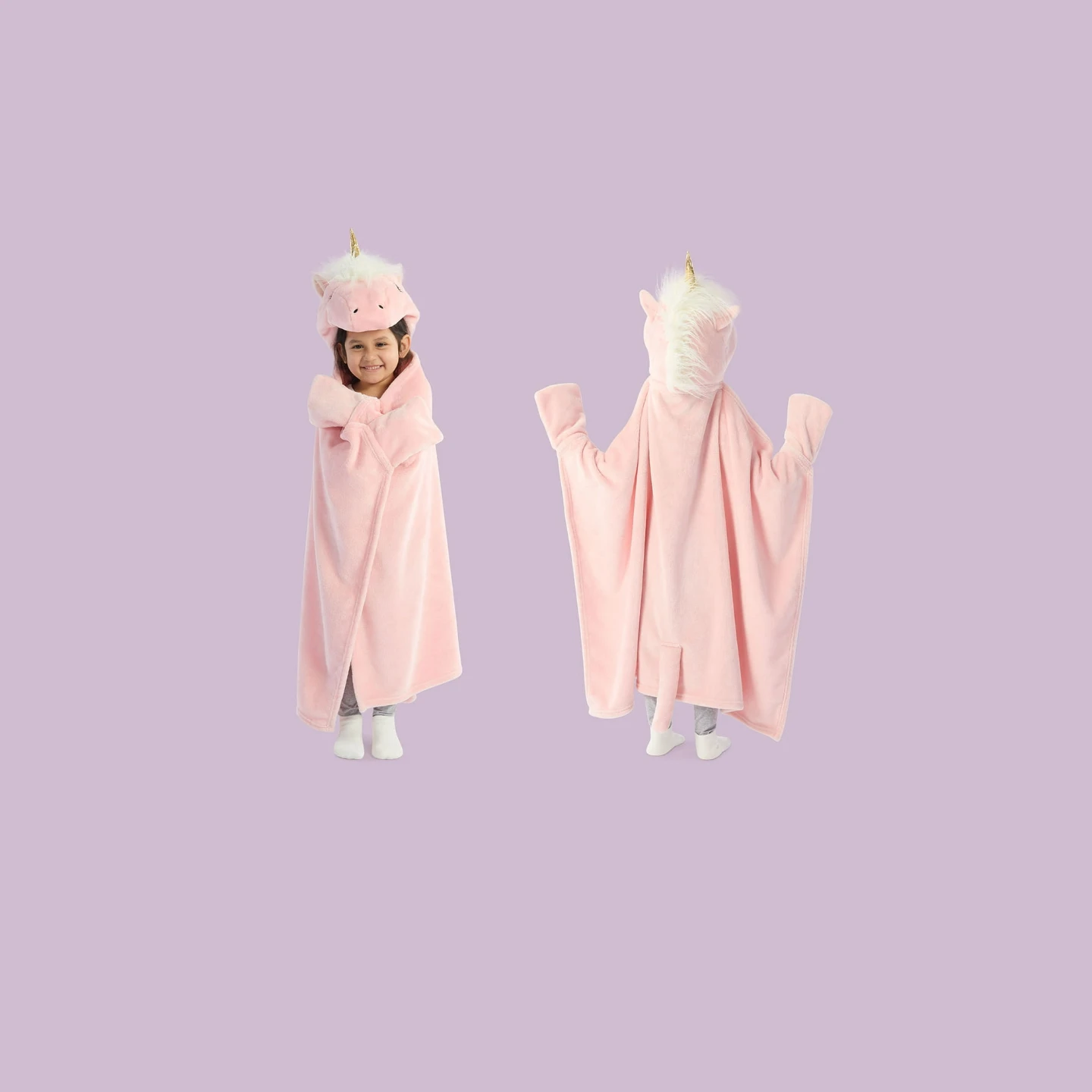 Pink Unicorn Hooded Blanket for Kids
