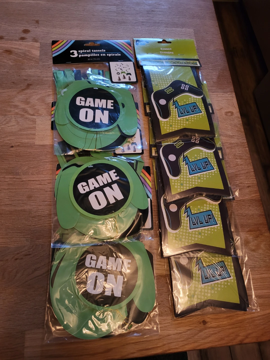 Birthday Banner and "Game On" Swirl Decorations