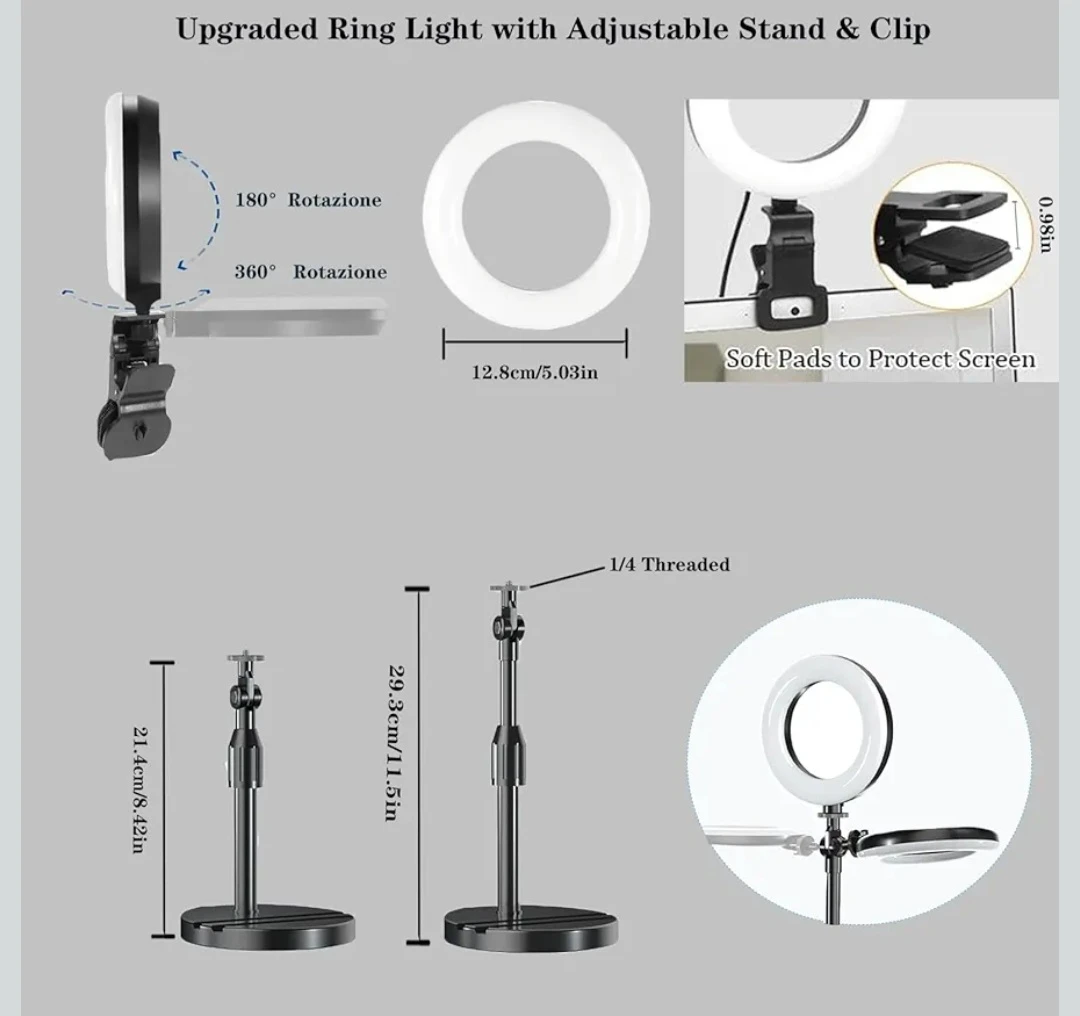 Upgraded Ring Light with Adjustable Stand & Clip - photo 4