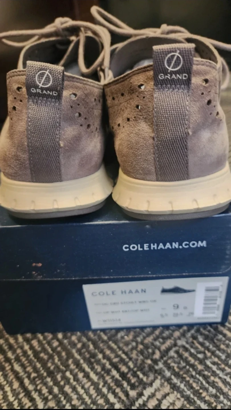 Cole Haan Grand Wingtip Oxford Shoes - Grey Suede Womens - photo 3