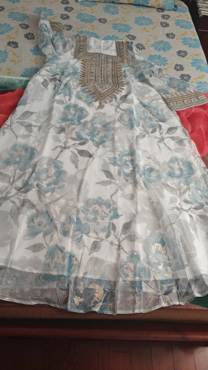Women's Floral Print Sequins Patchwork Loose Elegant Casua Abaya - photo 4