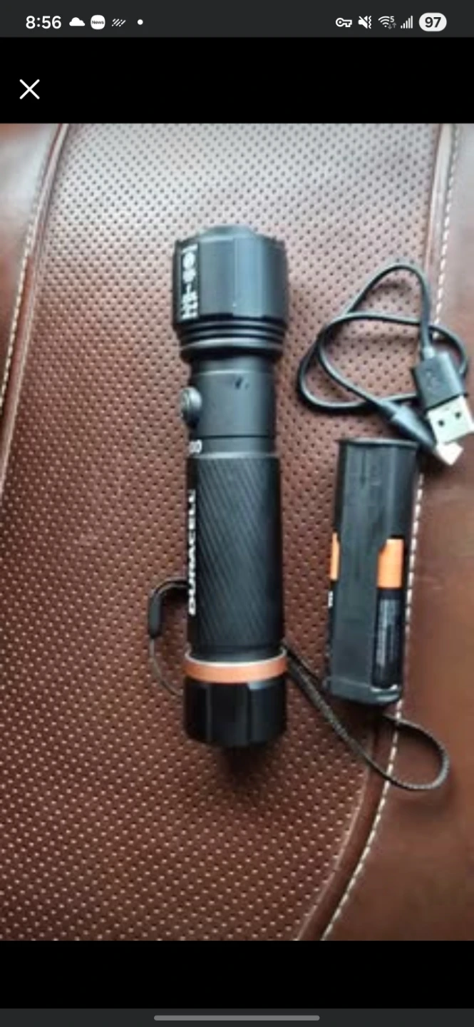 Duracell LED Flashlight with USB Charging Cable and Battery