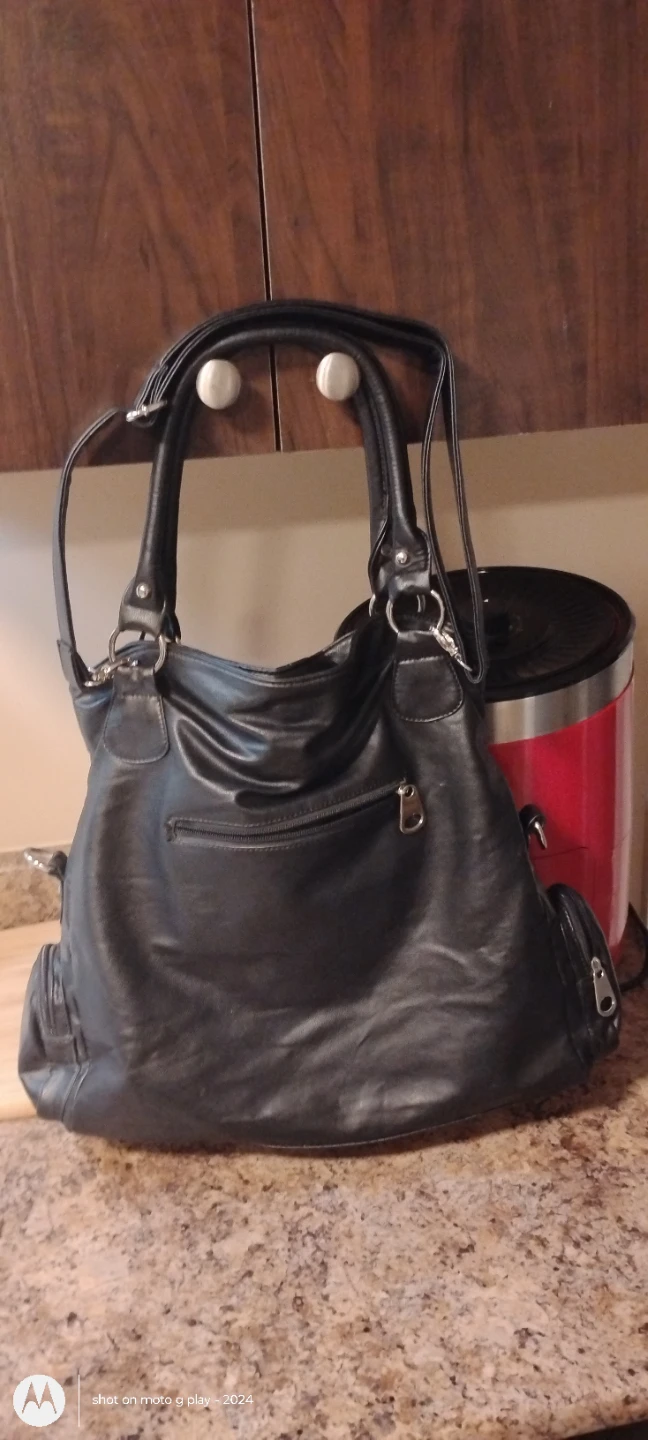 Black Faux Leather Shoulder Bag - photo 2