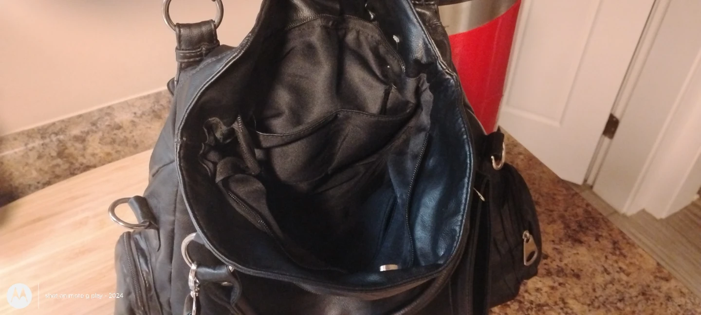 Black Faux Leather Shoulder Bag - photo 3