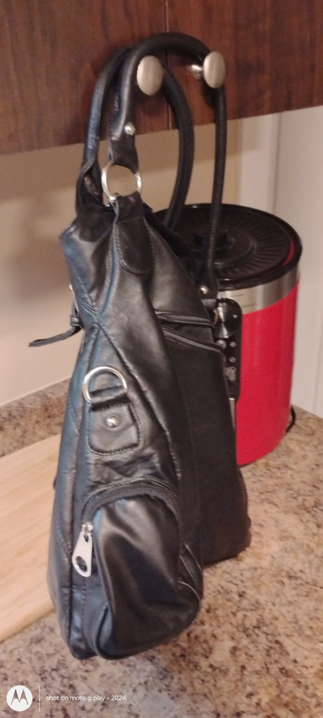 Black Faux Leather Shoulder Bag - photo 5
