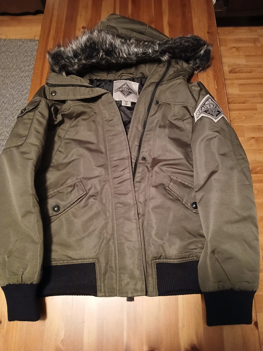 Beaver Canoe Bomber Jacket with Fur Hood