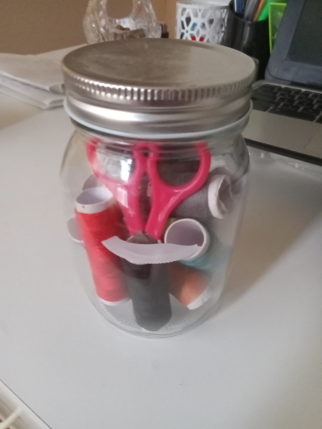 Glass Jar with Sewing Supplies - photo 3