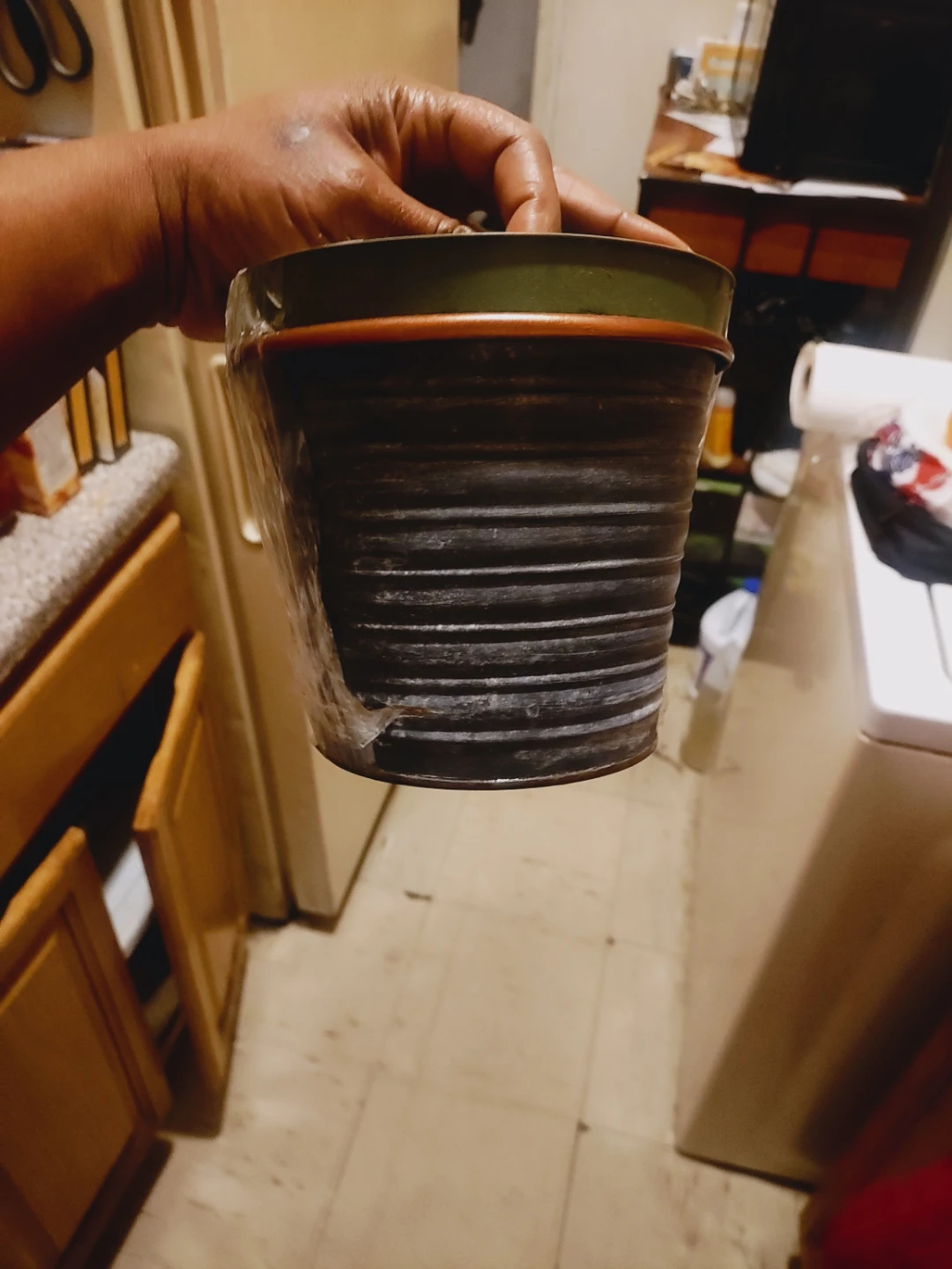 🧡Black Textured Planter Pot used - photo 2