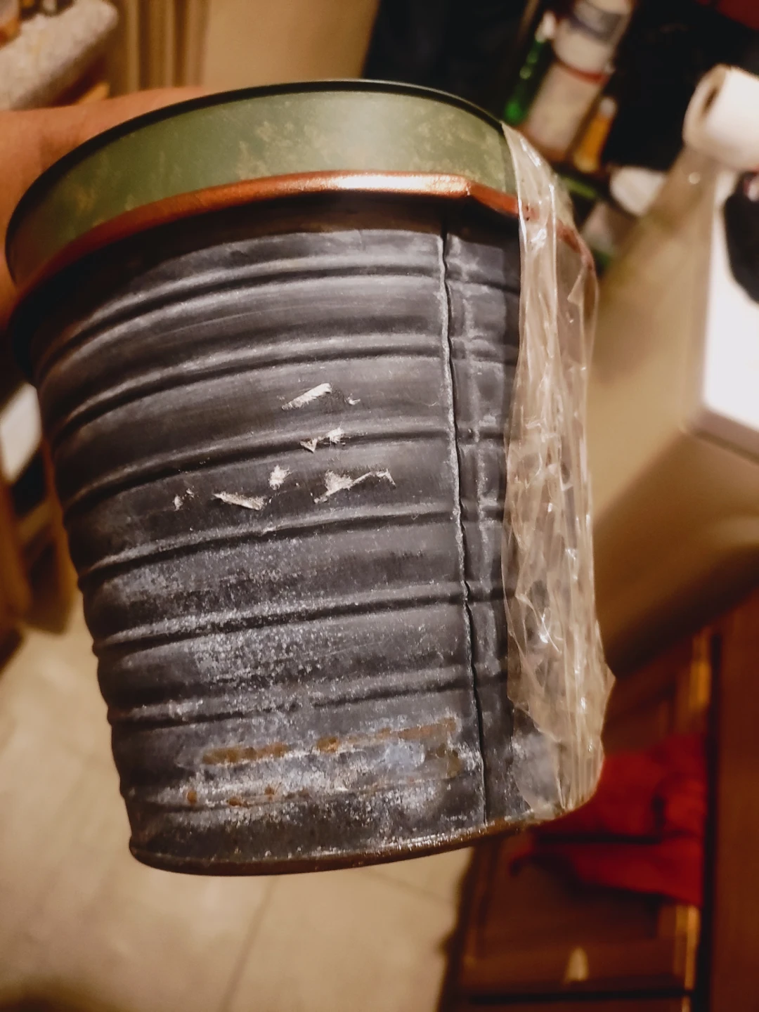 🧡Black Textured Planter Pot used - photo 3