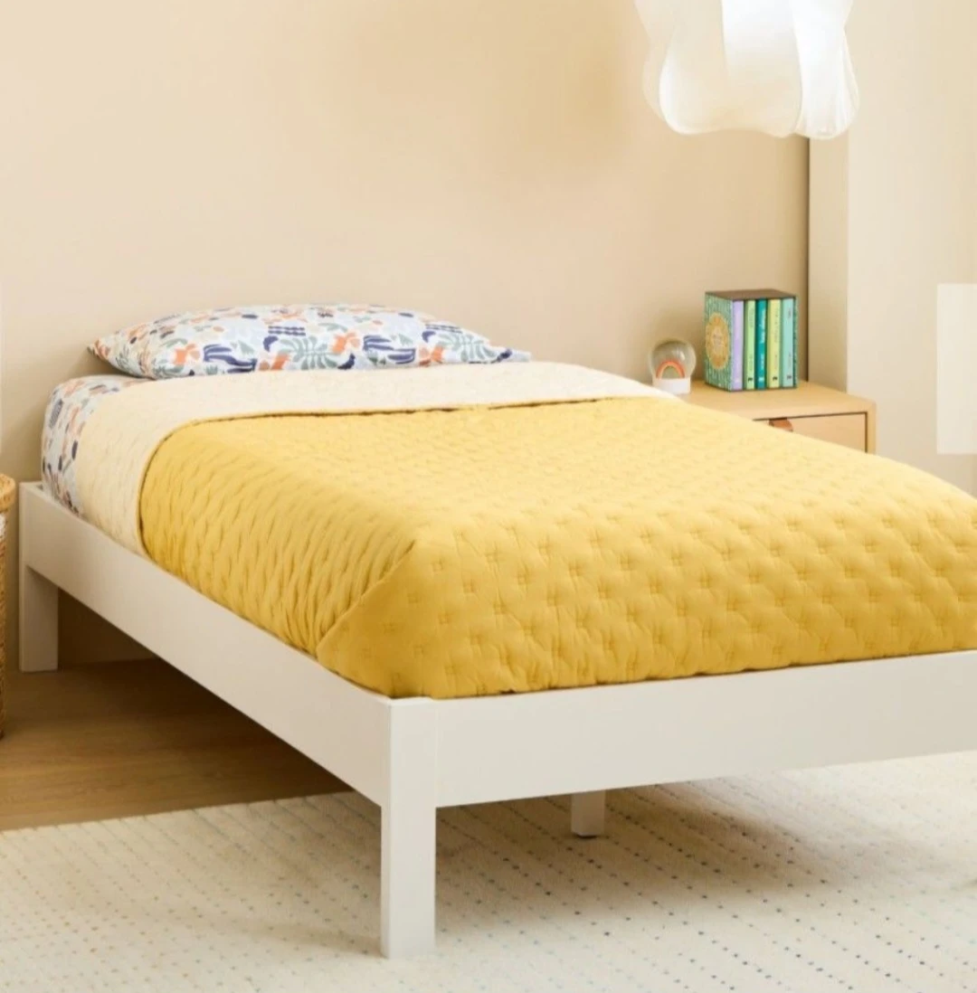 White Twin Bed Frame with Mattress
