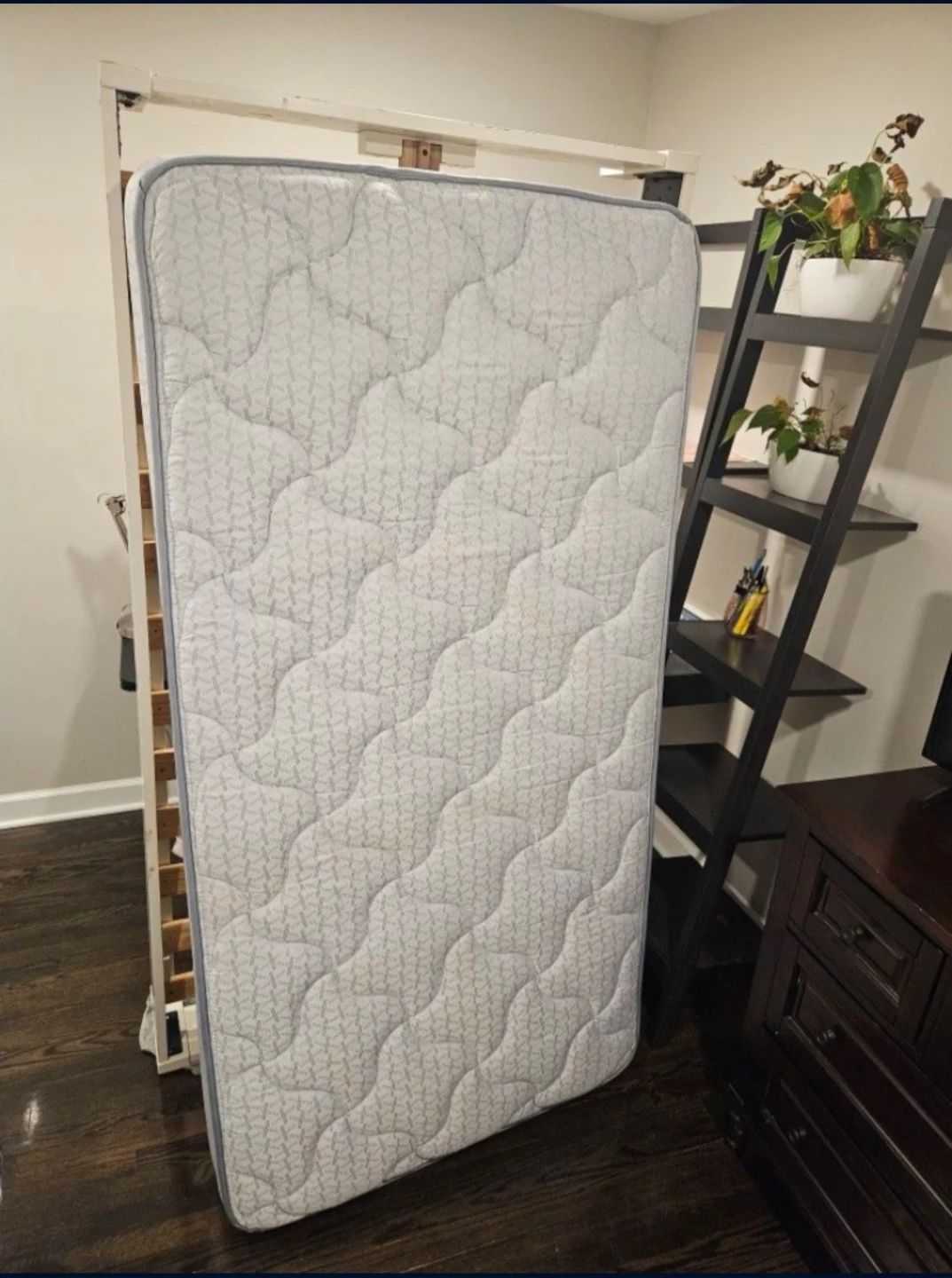 White Twin Bed Frame with Mattress - photo 2