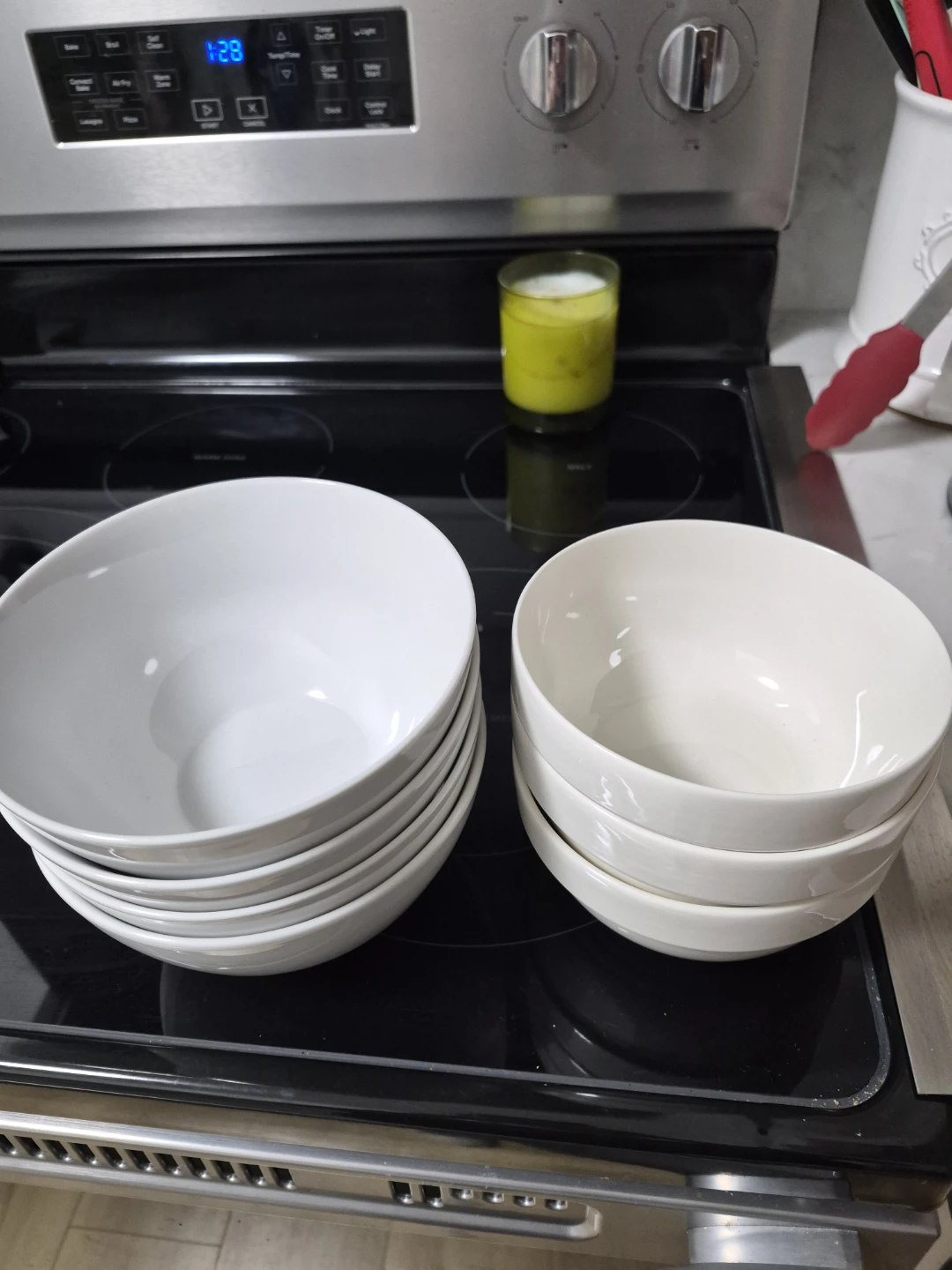 1 set of 4 and one set of 3 White Ceramic Serving Bowls - photo 2