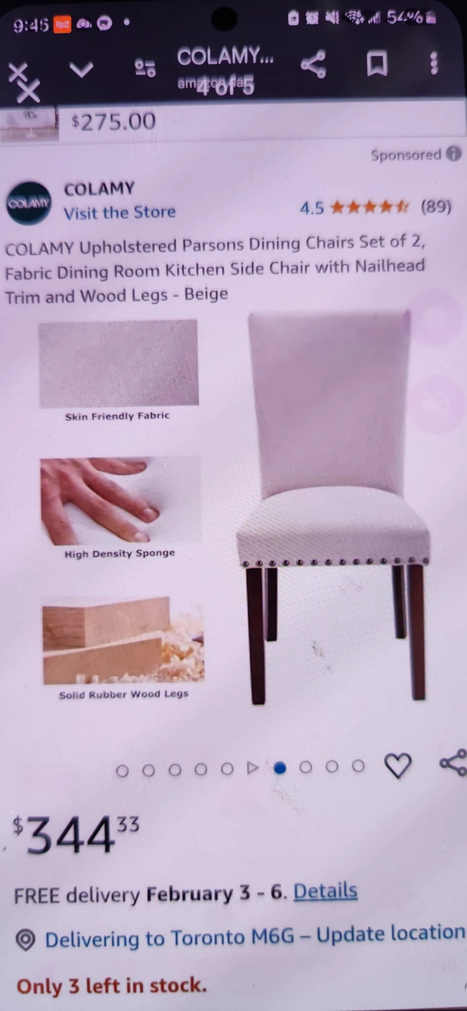 COLAMY Upholstered Parsons Dining Chairs Set of 2 - Beige - photo 4