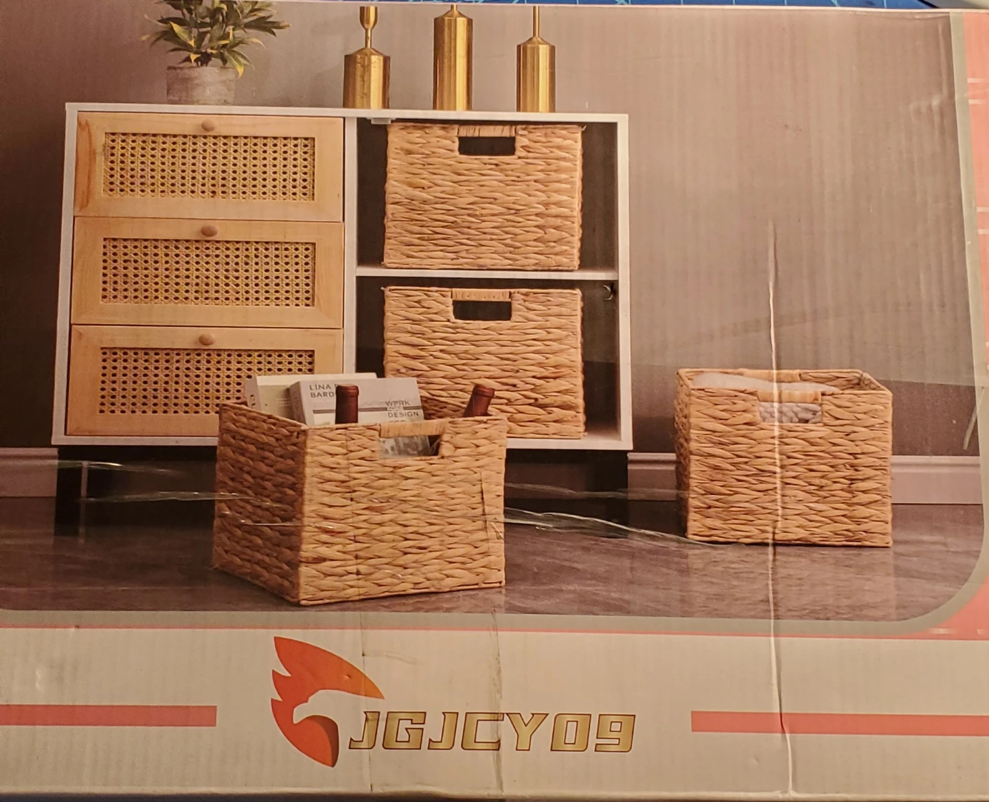 4 Pc Water Hyacinth Storage Baskets 11" L x 11" W x 11" H