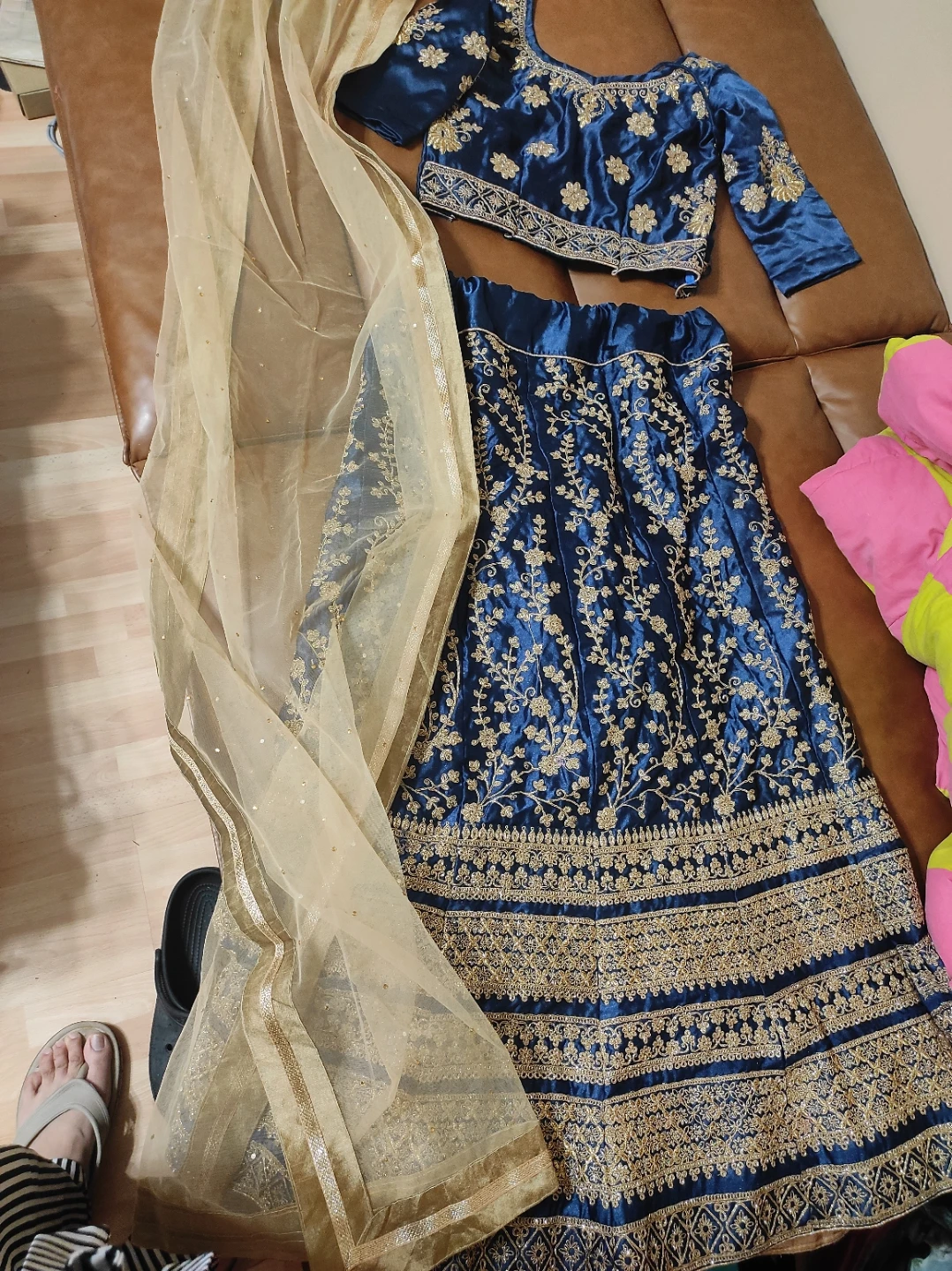 Blue Embroidered Lehenga Choli with Dupatta