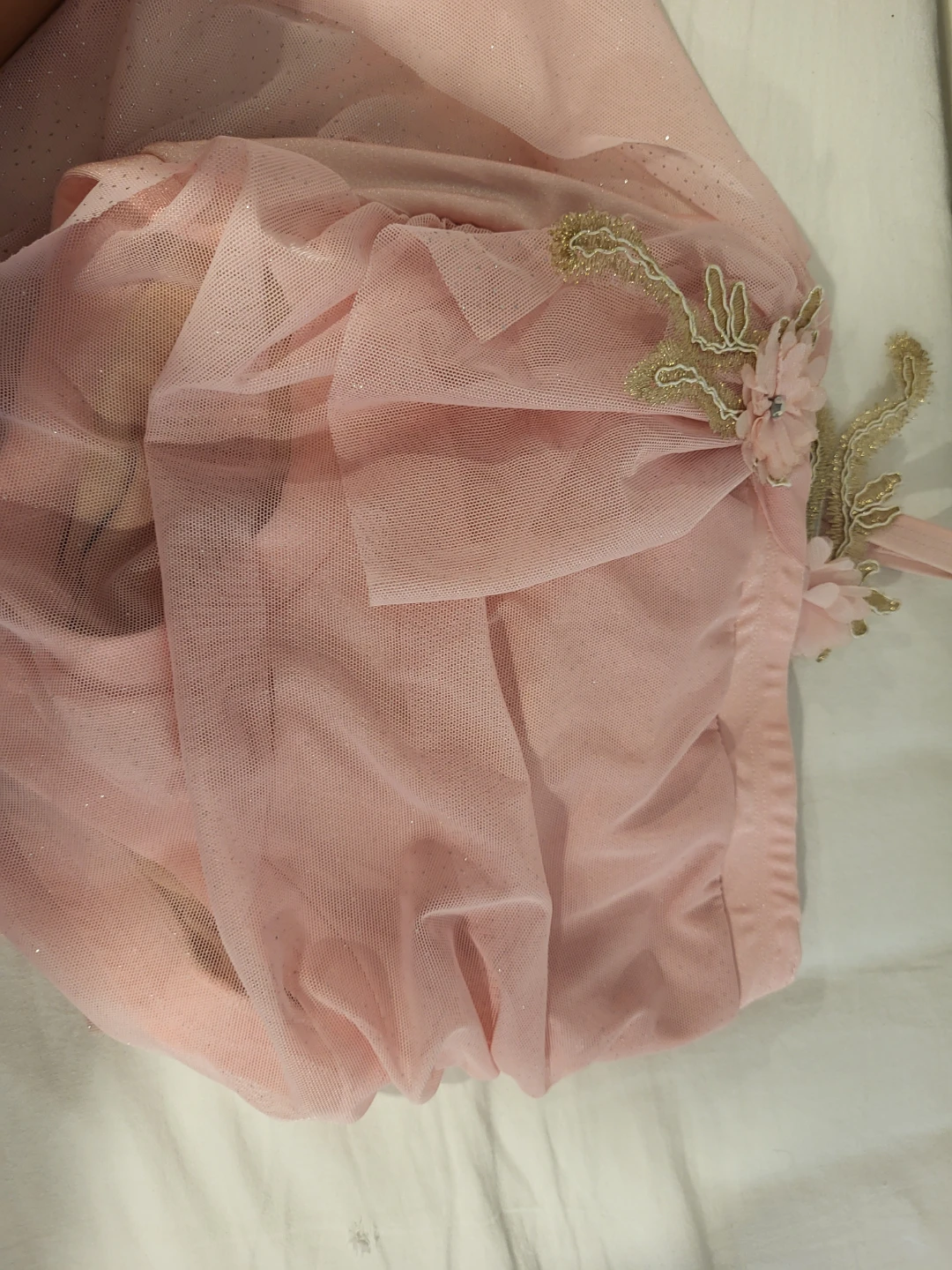 Pink Dance Costume with Tulle Overlay and Embellishments - photo 3