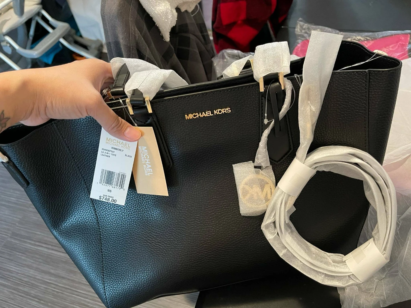 Michael Kors Kimberly LG 3-in-1 Leather Tote Bag