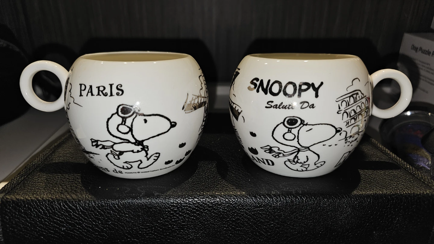 Snoopy Paris & Rome Ceramic Mugs - Set of 2