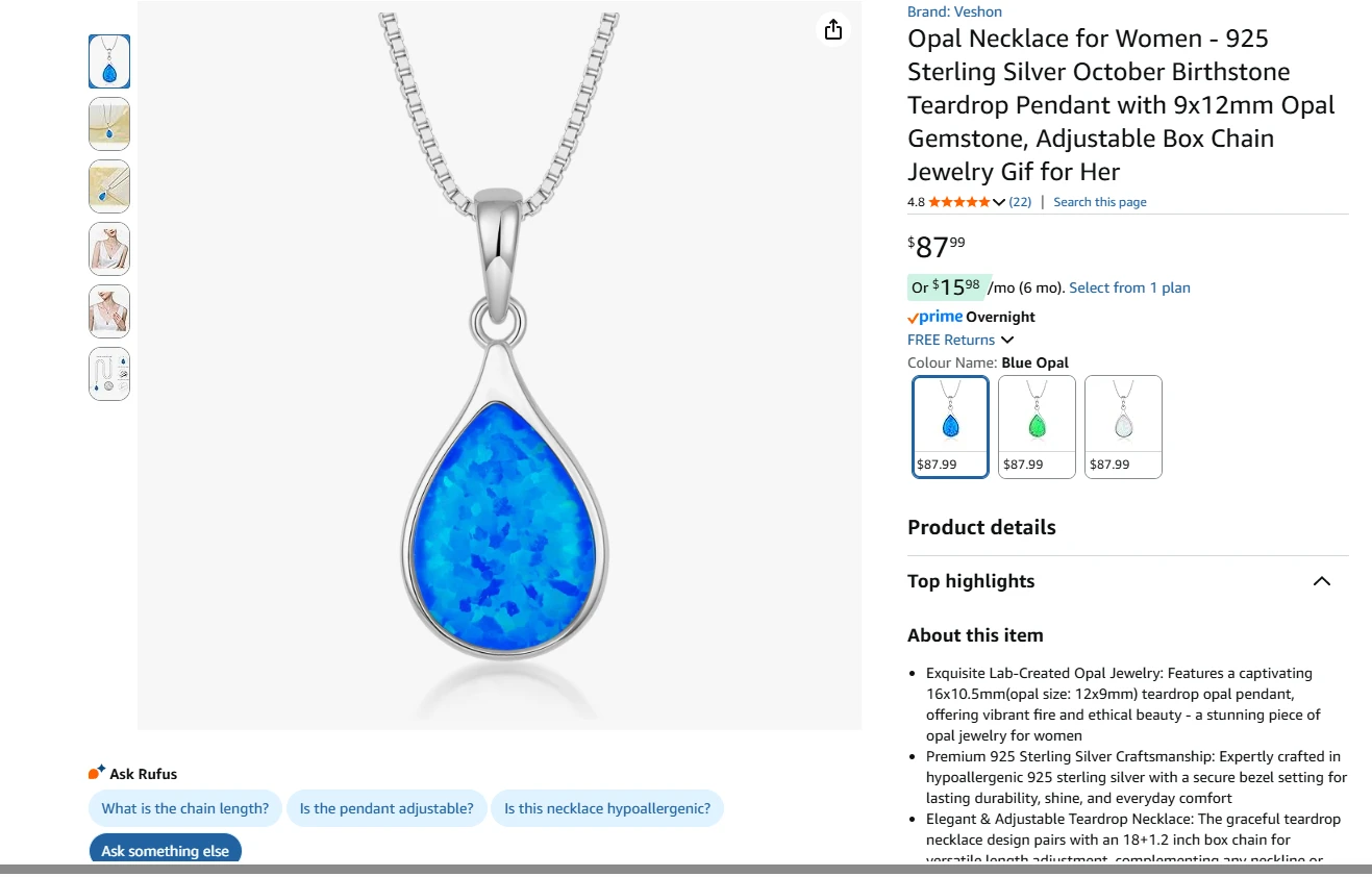 Opal Necklace for Women New in Box - photo 2